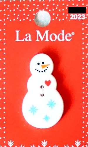 La Mode Holiday Snowman Button 1.5 Inch Made in Thailand